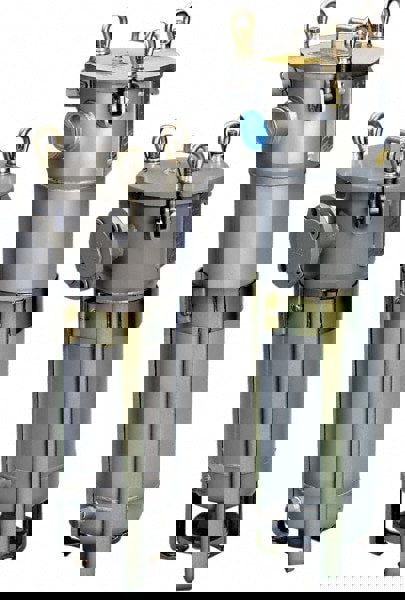 2 Inch Pipe, FNPT End Connections, 10 Inch Long Cartridge, 53.13 Inch Long, Cartridge Filter Housing with Pressure Relief